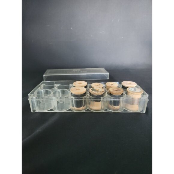 Vintage Traum Plastic Sewing Thread Holder With 8 Wooden Spools Craft Storage - Picture 4 of 8